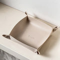 Woven leather valet tray, beige large