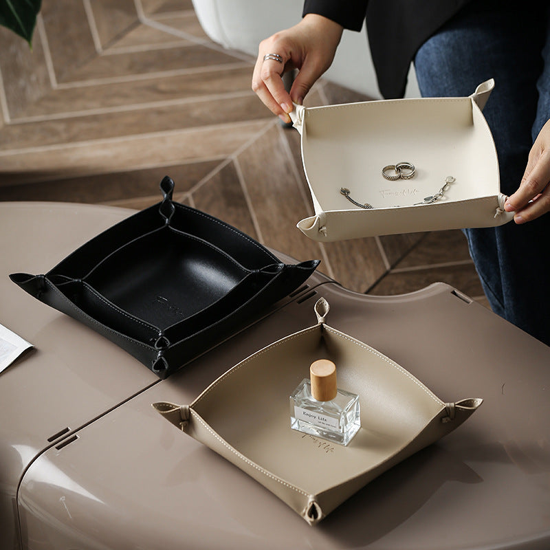 Woven leather valet tray — view 2