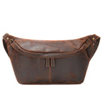 Oiled leather messenger bag in brown in brown