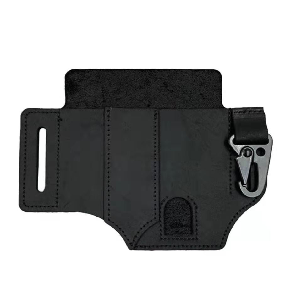 Leather tool roll, black