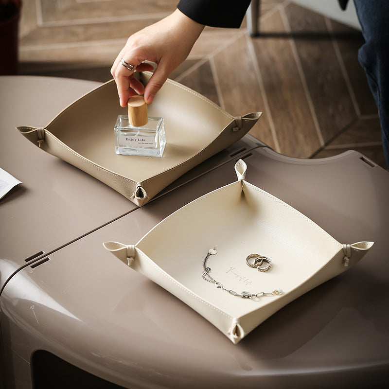 Woven leather valet tray — view 9